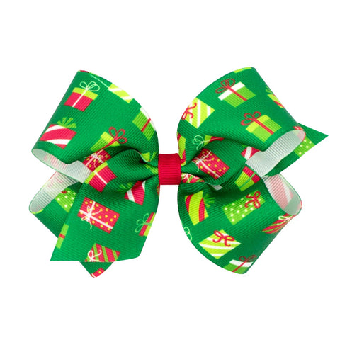 Medium Holiday Grosgrain Printed Hair Bow on Clippie (6 Prints Available), Wee Ones, All Things Holiday, cf-type-hair-bow, cf-vendor-wee-ones, Christmas Bow, Hair Bow, Holiday Hair Bow, jolly