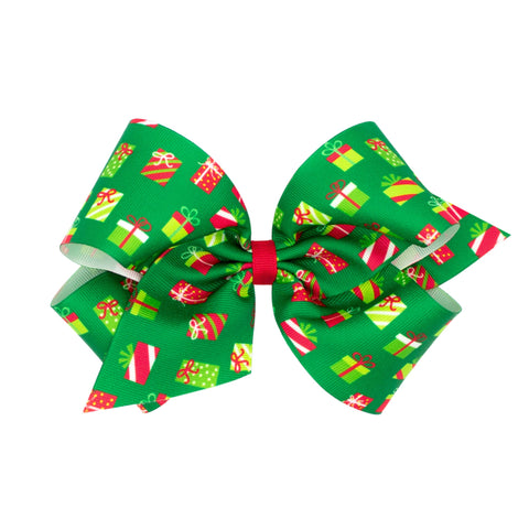 King Holiday Grosgrain Printed Hair Bow on Clippie (6 Prints Available), Wee Ones, All Things Holiday, cf-type-hair-bow, cf-vendor-wee-ones, Christmas Bow, Hair Bow, Holiday Hair Bow, jolly h