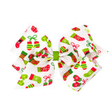 Mini Holiday Grosgrain Printed Hair Bow on Clippie (6 Prints Available), Wee Ones, All Things Holiday, cf-type-hair-bow, cf-vendor-wee-ones, Christmas Bow, Hair Bow, Holiday Hair Bow, jolly h