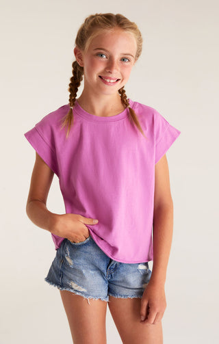Z Supply Girls Cyler Jersey Tee - Wild Dahlia, Z Supply, CM22, JAN23, Top, Tween Girl, tween girls, Tween Girls Clothing, Z Supply, Z Supply Girls, Z Supply Girls Cyler Jersey Tee, Z Supply G