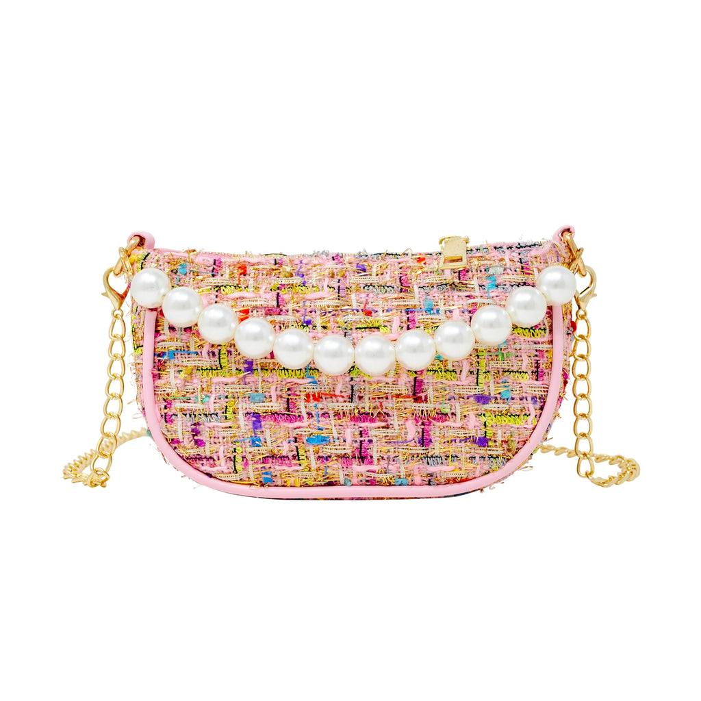 Zomi Gems Tweed Pearl Clutch Bag - Pink – Basically Bows & Bowties