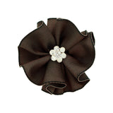 Taffeta Flower w/Crystal Flower on Clippie (8 Colors), Wee Ones, cf-size-brown, cf-size-fruit-punch, cf-size-green, cf-size-light-pink, cf-size-mauve, cf-size-periwinkle, cf-type-hair-bow, cf
