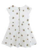 Doe A Dear Gold Star White Sequin Dress, Doe A Dear, All Things Holiday, Big Girls Dress, Christmas Dress, Christmas in July, Doe A Dear, Doe A Dear Dress, Doe A Dear Gold Star White Sequin D