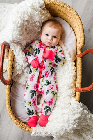 Little Sleepies Roses Convertible Romper/Sleeper, Little Sleepies, Bamboo Pajamas, CM22, Coverall, Footie, Little Sleepies, Little Sleepies Bamboo, Little Sleepies Pajama Set, Little Sleepies