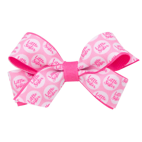 Little Sister 2 Layer Hair Bow on Clippie - 2 Sizes, Wee Ones, cf-size-medium, cf-size-mini, cf-type-hair-bow, cf-vendor-wee-ones, CM22, Hair Bow on Clippie, Little Sister, Little Sister Hair