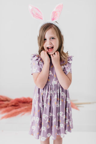 Mila & Rose Hopping Around S/S Ruffle Twirl Dress, Mila & Rose, Bunny, Bunny Dress, CM22, Dress, Easter, Easter Bunny, Easter Dress, Hopping around, Mila & Rose, Mila & Rose Bunny, Mila & Ros