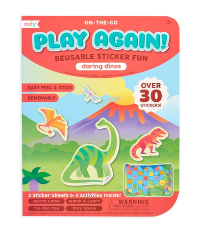 Ooly Play Again Mini On-The-Go Activity Kit - Daring Dinos, Ooly, Activity Book, Dinos, Dinosaur, Dinosaurs, EB Boy, EB Boys, Ooly, Ooly Play Again Mini On-The-Go Activity Kit, Reuable Sticke