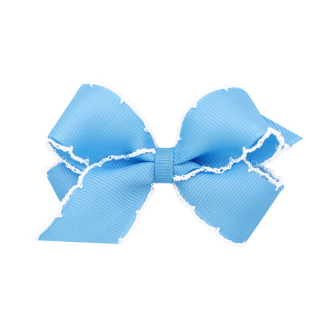 Mini Grosgrain Moonstitch Hair Bow on Clippie - 6 Colors, Wee Ones, Alligator Clip, Alligator Clip Hair Bow, Clippie, Clippie Hair Bow, CM22, Hair Bow, Hair Bow on Clippie, Hair Bows, Mini Gr