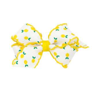 Mini Fruit Print Grosgrain Moonstich Hair Bow on Clippie - 4 Prints, Wee Ones, Alligator Clip, Alligator Clip Hair Bow, Clippie, Clippie Hair Bow, Hair Bow, Hair Bow on Clippie, Hair Bows, Mi