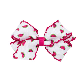Mini Fruit Print Grosgrain Moonstich Hair Bow on Clippie - 4 Prints, Wee Ones, Alligator Clip, Alligator Clip Hair Bow, Clippie, Clippie Hair Bow, Hair Bow, Hair Bow on Clippie, Hair Bows, Mi