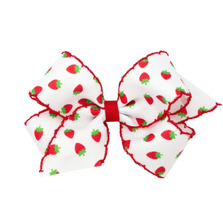 Medium Fruit Print Grosgrain Moonstitch Hair Bow on Clippie - 4 Prints, Wee Ones, Alligator Clip, Alligator Clip Hair Bow, Clippie, Clippie Hair Bow, Hair Bow, Hair Bows, Medium Fruit Print G
