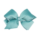 Small King Grosgrain with Scalloped Edge Faux Velvet Bow on Clippie, Wee Ones, Alligator Clip, Alligator Clip Hair Bow, cf-type-hair-bow, cf-vendor-wee-ones, Clippie, Clippie Hair Bow, Hair B