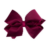 Small King Grosgrain with Scalloped Edge Faux Velvet Bow on Clippie, Wee Ones, Alligator Clip, Alligator Clip Hair Bow, cf-type-hair-bow, cf-vendor-wee-ones, Clippie, Clippie Hair Bow, Hair B