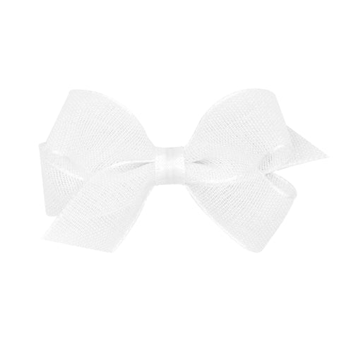 Tiny Canvas Linen Basic Bow on Clippie, Wee Ones, cf-size-rose, cf-size-vapor, cf-type-hair-bow, cf-vendor-wee-ones, Sheer Overlay Bow, Tiny Overlay Grosgrain Bow on Clippie, Wee Ones, Wee On