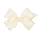 King Canvas Linen & Satin Overlay Hair Bow on Clippie, Wee Ones, cf-size-antique-white, cf-size-azalea, cf-size-brown, cf-size-french-blue, cf-size-peach, cf-size-rose, cf-size-taupe, cf-size