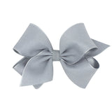 King Canvas Linen & Satin Overlay Hair Bow on Clippie, Wee Ones, cf-size-antique-white, cf-size-azalea, cf-size-brown, cf-size-french-blue, cf-size-peach, cf-size-rose, cf-size-taupe, cf-size