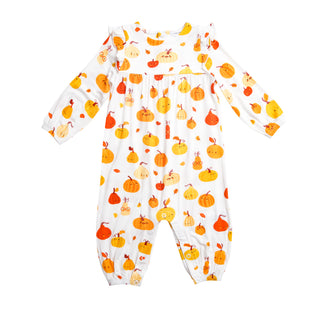 Angel Dear Pumpkins Ruffle Sleeve Romper, Angel Dear, Angel Dear, Angel Dear American Bird Ruffle Sleeve Romper, Angel Dear American Birds, Angel Dear Fall 2021, Angel Dear Pumpkins, Angel De