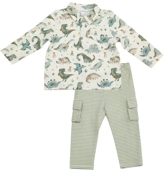 Angel Dear Crayon Dinosaur Polo & Cargo Pant Set, Angel Dear, angel Dear, Angel Dear 2pc Outfit, Angel Dear Crayon Dinosaur, Angel Dear Crayon Dinosaur Polo & Cargo Pant Set, Angel Dear Dino,