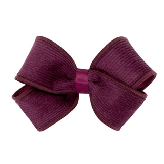 Small Corduroy and Grosgrain Overlay Hair Bow on Clippie - 6 Colors, Wee Ones, Alligator Clip, Alligator Clip Hair Bow, cf-type-hair-bow, cf-vendor-wee-ones, Clippie, Clippie Hair Bow, Hair B
