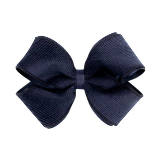 King Corduroy and Grosgrain Overlay Hair Bow on Clippie - 6 Colors, Wee Ones, Alligator Clip, Alligator Clip Hair Bow, cf-type-hair-bow, cf-vendor-wee-ones, Clippie, Clippie Hair Bow, Hair Bo