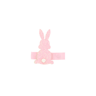 Pink Glitter Bunny w/Pom Tail on Clippie, Wee Ones, Alligator Clip, Alligator Clip Hair Bow, Clippie, Clippie Hair Bow, Easter, Easter Hair Bow, Hair Bow, Hair Bow on Clippie, Hair Bows, Pinc