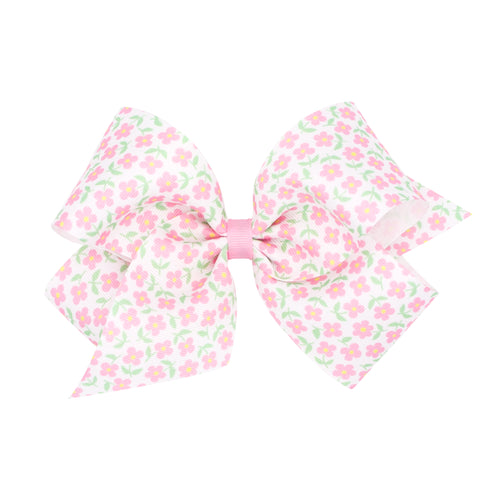 King Tiny Floral Hair Bow on Clippie - 3 Colors, Wee Ones, Alligator Clip, Alligator Clip Hair Bow, Clippie, Clippie Hair Bow, CM22, Hair Bow, Hair Bow on Clippie, Hair Bows, King Tiny Floral