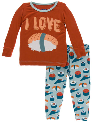 KicKee Pants Jade Sushi L/S Pajama Set, Kickee Pants, Black Friday, CM22, Cyber Monday, Els PW 8258, End of Year, End of Year Sale, Jade Sushi, KicKee, kickee Pajama Set, KicKee Pants, KicKee
