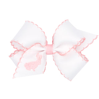 Medium Moonstitch Embroidered Bunny Hair Bow on Clippie, Wee Ones, Alligator Clip, Alligator Clip Hair Bow, Clippie, Clippie Hair Bow, Easter, Easter Bow, Easter Hair Bow, EB Girls, Hair Bow,