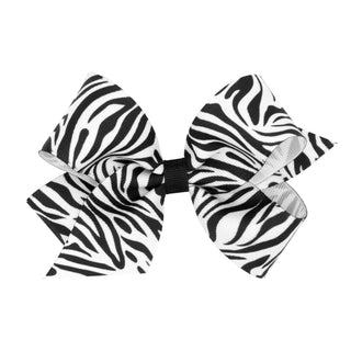 Zebra Printed Grosgrain Hair Bow on Clippie - 2 Sizes, Wee Ones, Alligator Clip, Alligator Clip Hair Bow, cf-size-king, cf-type-hair-bow, cf-vendor-wee-ones, Clippie, Clippie Hair Bow, Hair B