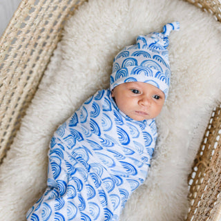 Little Sleepies Blue Rainbows Bamboo Swaddle & Hat Set, Little Sleepies, CM22, Little Sleepies, Little Sleepies Bamboo, Little Sleepies Blue Rainbows, Little Sleepies Blue Rainbows Bamboo Swa