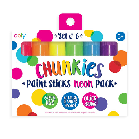Ooly Chunkies Paint Sticks: Neon - Set of 6, Ooly, Arts, Arts & Crafts, Arts and Crafts, cf-type-arts-&-crafts, cf-vendor-ooly, Chunkies, Neon Paint Sticks, Ooly, Ooly Chunkies, Ooly Chunkies