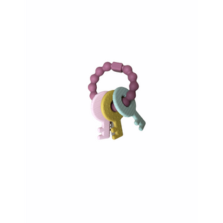 Three Hearts Key Rattle Teether - Mauve, Three Hearts, Silicone Teether, Teether, Teething, Teething Toy, Three Hearts, Three Hearts Key Rattle Teether, three hearts teething, Toy, Toy - Basi