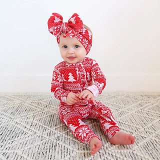 Gigi and Max Clark Christmas Sweater Ruffle Zip One Piece, Gigi and Max, All Things Holiday, Bamboo Pajama, cf-size-6m-3-6m, cf-type-pajamas, cf-vendor-gigi-and-max, Christmas, Christmas Foot