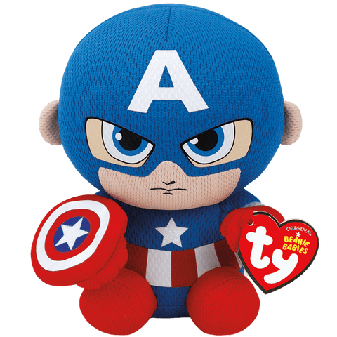 Ty Captain America from Marvel Plush, Ty Inc, Captain American, cf-type-stuffed-animal, cf-vendor-ty-inc, Marvel, Marvel Comics, Plush Doll, Ty, Ty Captain America, Ty Stuffed Animal, Stuffed