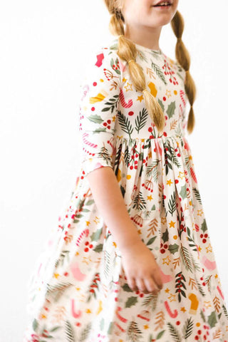 Mila & Rose Holly Jolly Christmas 3/4 Sleeve Pocket Twirl Dress, Mila & Rose, All Things Holiday, cf-size-12-24-months, cf-type-dresses, cf-vendor-mila-&-rose, Christmas, Christmas Dress, Mil