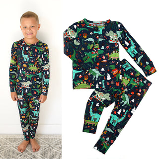 Gigi and Max Dillon Dino 2pc Pajama Set, Gigi and Max, 2pc Pajama Set, All Things Holiday, Bamboo Pajama, Christmas, Christmas Dinosaur, Christmas Pajama, Christmas Pajamas, Dillon Dino, Dino