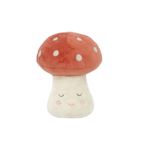 Mon Ami Red Mushroom Chime Activity Toy, Mon Ami, cf-type-toys, cf-vendor-mon-ami, Mon Ami, Mon Ami Designs, Mushroom, Mushroom Toy, Plush, Stuffed Animal, Toys - Basically Bows & Bowties