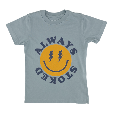 Tiny Whales Always Stoked Slate Blue S/S Tee, Tiny Whales, Always Stoked, Boys Clothing, cf-size-6y, cf-size-7y, cf-type-shirt, cf-vendor-tiny-whales, CM22, Made in the USA, Tiny Whales, Tiny