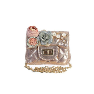 Dear Ellie Mini Metallic Handbag with Flowers - Rose Gold, Dear Ellie, Dear Ellie, Dear Ellie Gold, Dear Ellie Handbag, Dear Ellie Mini Metallic Handbag with Flowers, Dear Ellie Mini Metallic