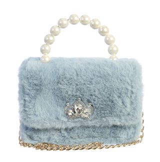 Dear Ellie Faux Fur w/Crown & Pearl Handle  - Blue, Dear Ellie, Dear Ellie, Dear Ellie Faux Fur Purse w/Crown, Dear Ellie Handbag, Dear Ellie Purse, Faux Fur, Handbag for Little Girl, Little 