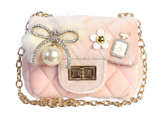 Dear Ellie Velvet Purse - Pink, Dear Ellie, Dear Ellie, Dear Ellie Handbag, Dear Ellie Pink, Dear Ellie Purse, Dear Ellie Velvet Purse, Faux Fur, Handbag for Little Girl, Little Girl Handbag,