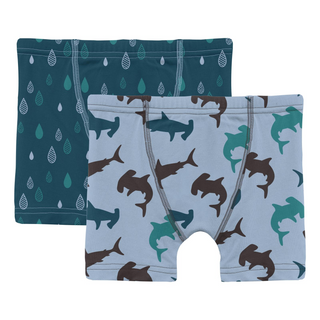 KicKee Pants Peacock Raindrops & Pond Hammerhead Boxer Briefs Set, KicKee Pants, Boxer Brief, Boxer Briefs, Boy underwear, Boys Boxer Brief Set, Boys Boxer Briefs Set, CM22, Els PW 8598, KicK
