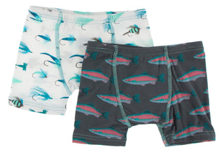 KicKee Pants Natural Fishing Flies & Stone Rainbow Trout Boys Boxer Briefs Set, KicKee Pants, Boxer Brief, Boxer Briefs, Boys Boxer Brief Set, Boys Boxer Briefs Set, Els PW 8598, KicKee, KicK