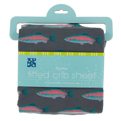KicKee Pants Stone Rainbow Trout Fitted Crib Sheet, KicKee Pants, CM22, Crib Sheet, KicKee, KicKee Pants, KicKee Pants Crib Sheet, KicKee Pants Fish and Wildlife, KicKee Pants Fitted Crib She