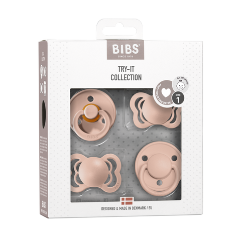 BIBS Try-It Collection - Blush, BIBS, Bibs, BIBS Blush, BIBS BPA-Free Natural Rubber Baby Pacifier, BIBS Pacifier, BIBS Pacifiers, Bibs Supreme, BIBS Supreme Pacifier, BIBS Supreme Silicone P