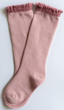 Little Stocking Co Lace Top Knee High Socks - Blush + Mauve, Little Stocking Co, Little Stocking Co, Little Stocking Co  Blush + Mauve Lace Top Knee High Socks, Little Stocking Co Blush + Mau