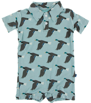 KicKee Pants Jade Mallard Duck S/S Polo Romper, KicKee Pants, CM22, KicKee, KicKee Pants, KicKee Pants Fish and Wildlife, KicKee Pants Jade Mallard Duck, KicKee Pants Jade Mallard Duck S/S Po