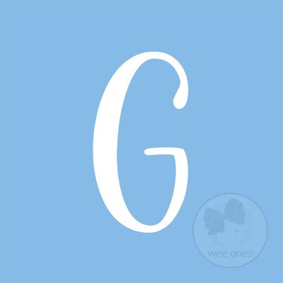 King Monogrammed Grosgrain Girls Hair Bow - Blue with White Initial G