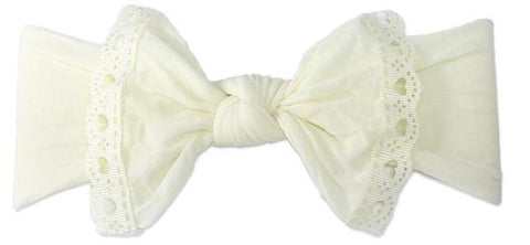 Baby Bling Ivory Lace Trimmed Knot Headband, Baby Bling, Baby Bling, Baby Bling Bows, Baby Bling Headband, Baby Bling Knot, Baby Bling Knot Headband, Baby Headband, Baby Headbands, cf-type-he