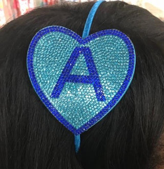 Bari Lynn Rhinestone Heart Blue Initial Headband, Bari Lynn, Bari Lynn, Bari Lynn Headband, Bari Lynn Initial, cf-type-headband, cf-vendor-bari-lynn, Cyber Monday, Els PW 5060, Heart, Initial